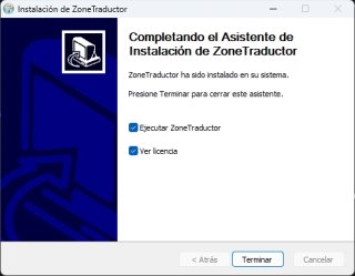 Pantalla del instalador de ZoneTraductor