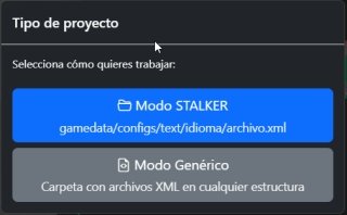 Diálogo de selección de modo de proyecto
